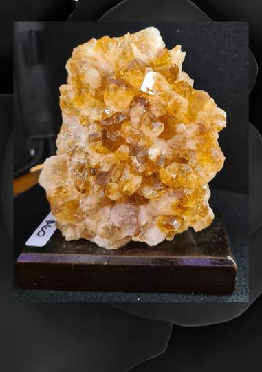 Citrine Druzy on a Wooden Stand (rab16)